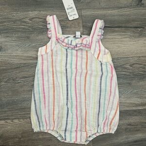 NWT splendid baby girls striped linen blend onesie size 6 - 9 months